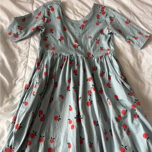 Hanna Andersson Light Blue Dress with Red Apple Print size 13(8)